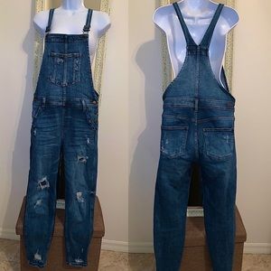 SP BLACK LABEL WOMENS DISTRESSED DENIM JEAN OVERALLS MEDIUM M STRETCH
